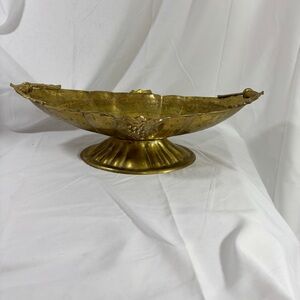 Vintage Large Hammered Brass Console Bowl Centerpiece